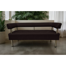 Диван офісний Tobi Sho Комфорт зі спинкою та підлокітниками 1800x530x750, шкірзам Темний шоколад 22311