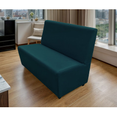 Диван для кафе Tobi Sho Прайм с высокой спинкой без подлокотников 1500x630x850, кожзам Морская волна 2215 Приморск