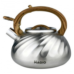 Чайник для плити зі свистком 3л MAGIO MG-1194 Steel/Wood Стрий