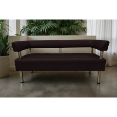 Диван офісний Tobi Sho Комфорт зі спинкою та підлокітниками 1800x530x750, шкірзам Темний шоколад 22311 Черкаси