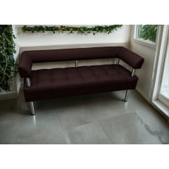 Диван офісний Tobi Sho Комфорт зі спинкою та підлокітниками 1800x530x750, шкірзам Темний шоколад 22311 Черкаси