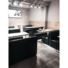 Диван для кафе Tobi Sho Прайм з високою спинкою без підлокітників 1500x630x850, шкірзам Чорний 2230 Броди