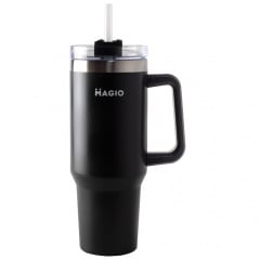 Термокухоль з ручкою та соломинкою Magio MG-1087 1.2 л Black Київ