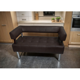 Диван офісний Tobi Sho Комфорт зі спинкою та підлокітниками 1200x530x750, шкірзам Темний шоколад 22311