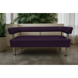 Диван офісний Tobi Sho Комфорт зі спинкою та підлокітниками 1800x530x750, шкірзам Фіолетовий 2216