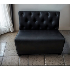 Диван для кафе Tobi Sho Бостон з високою спинкою та ґудзиками 1200x630x850, шкірзам Чорний 2230