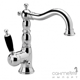 Смеситель для умывальника Bugnatese Oxford OXDO6313 ceramic золото, ручка белая керамика