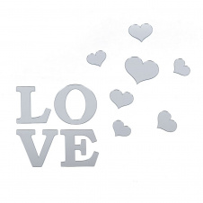 Зеркальный декор акриловый самоклеющийся Sticker Wall Love 11 шт Серебристый (SW-00002495)