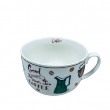 Чашка фарфоровая S&T 3186 Starts with coffee 650 мл 12,2x9 см 23276