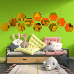 Зеркальный декор акриловый самоклеющийся Sticker Wall 150x175 мм 12 шт Золотистый (SW-00002518) Херсон