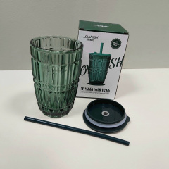Склянка з кришкою LOVWISH MLJZ/L 8551 Лінії 400 мл Темно-зелений Київ