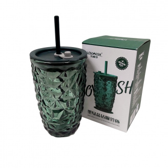Стакан с крышкой LOVWISH MLJZ/L1 8550 Кристалл 400 мл Темно-зеленый