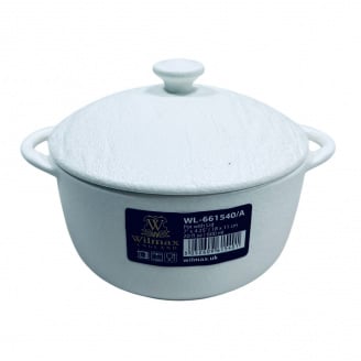 Горщик для запікання з кришкою Wilmax Slatestone WL-661540/A 18см/600мл White