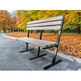 Лавка садово-паркова Tobi Sho Лофт Лайн зі спинкою без підлокітників 2 м колір Слонова кістка