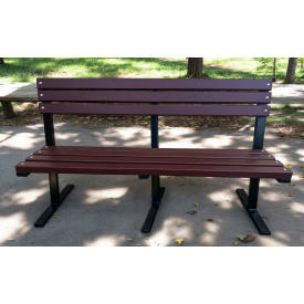 Лавка садово-парковая Tobi Sho Лофт Лайн со спинкой без подлокотников 2,2 м цвет Каштан