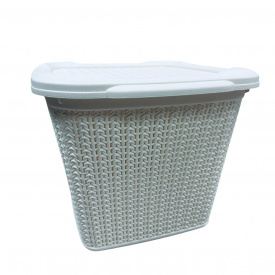 Корзина пластиковая с крышкой Ucsan Plastik М-071 30,5x32x25 см 15 л Бежевый