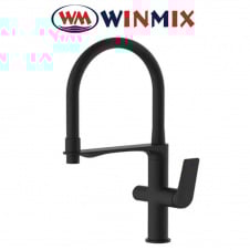 Смеситель для кухни рефлекторный Ухо Winmix Premium DERBY NUT REFLECTOR BLACK (Chr-021) с дополнительным краном под осмос, Польша