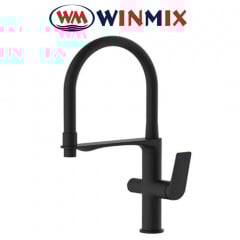 Смеситель для кухни рефлекторный Ухо Winmix Premium DERBY NUT REFLECTOR BLACK (Chr-021) с дополнительным краном под осмос, Польша Кам'янець-Подільський