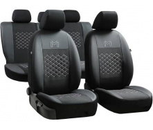 Авточехлы для Honda Fit 2013–2020 POK-TER экокожа с тканью черного цвета