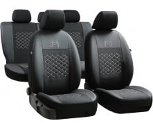 Авточехлы для NISSAN MICRA 1993-2003 (K11) POK-TER экокожа с тканью черного цвета