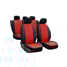 Авточехлы из эко кожи BMW 5-seria 1997-2003 E39 POK-TER PERLINE с красной вставкой