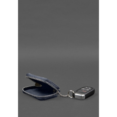 Кожаный чехол для автомобильного ключа синий краст BlankNote Хуст