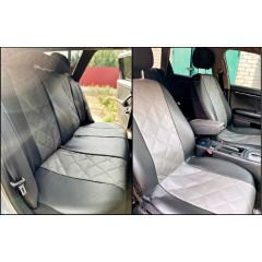 Авточехлы из экокожи MERCEDES BENZ A-klasa 2005-2012 C169 Hatchback POK-TER ELIT Premium с серой вставкой Петрово