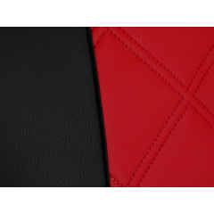 Авточехлы из экокожи TOYOTA Yaris 2006-2011 mk II Hatchback POK-TER ELIT Premium с красной вставкой Городок