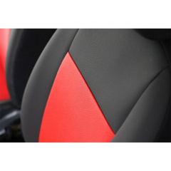 Авточехлы из эко кожи RENAULT Clio 2013-2019 mk 4 POK-TER Road с красной вставкой Херсон