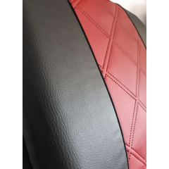 Авточехлы из экокожи Ford Fusion (2005-2012) POK-TER ELIT Premium с красной вставкой Покровск