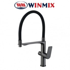 Змішувач для кухні вухо Winmix Premium DERBY NUT REFLECTOR GRAPHATE (Chr-021) з додатковим краном під осмос, Польща