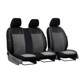 Авточехлы для VOLKSWAGEN T4 1990-2003 эко кожа с алькантарой POK-TER Exclusive 1+2 серый