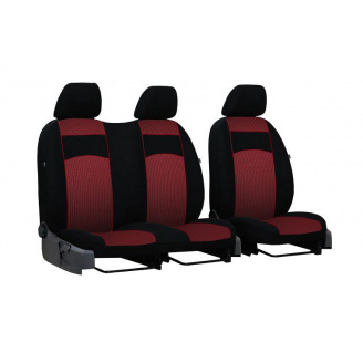 Авточехлы с автоткани для CITROEN Jumpy 2007-2016 POK-TER VIP 1+2 с красной вставкой