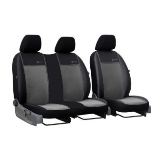 Авточехлы для CITROEN JUMPY 1995-2007 эко кожа с алькантарой POK-TER Exclusive 1+2 серый