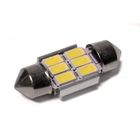 Светодиодная лампа StarLight T11 6 диодов 5630 1W 12V WHITE / 31mm / мультиполярная