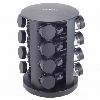 Набор ёмкостей для специй 16 шт на круглой черной подставке Kamille КМ-7046