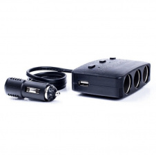 Разветвитель прикуривателя Olesson на 3 гнезда + 2USB 1636