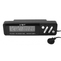 Автомобильные часы с термометром VST-7067 внешний и внутренний датчик Black (np2_4466) Киев