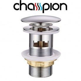 Донний клапан для умивальника з переливом Champion POP-UP-01 1 1/4" (кнопка)