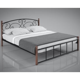 Двоспальне ліжко Бруннера Тенеро металеве з дерев'яними ніжками для дому та готелю