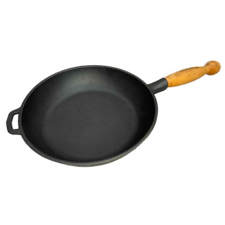 Сковорода чавунна S&T 24*6 см з дерев'яною ручкою Т305Ук