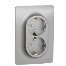 Двойная розетка Schneider Electric NU206730 (винтовой зажим) (алюминий)