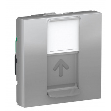 Одинарная компьютерная розетка Schneider Electric NU341130 RJ45 cat.5e UTP с полем для надписи 2М (алюминий)