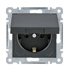 Розетка Hager WL1153 Lumina 16А/230В с з/к с крышкой (черная)