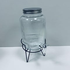 Лимонадник скляний S&T 9036-2 з металевою кришкою на підставці 3,8 л (23659) Київ