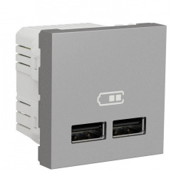Двойная USB розетка Schneider Electric NU341830 2.1А 2М (алюминий) Чернівці