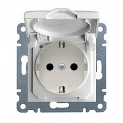 Розетка с крышкой, WL1150 Lumina-2, белая, Hager Нова Прага