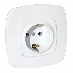 Розетка одинарная с заземлением белая Horoz Electric ELA (112-007-0006-010) Доманівка