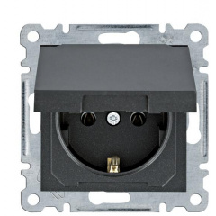 Розетка Hager WL1153 Lumina 16А/230В с з/к с крышкой (черная) Токмак