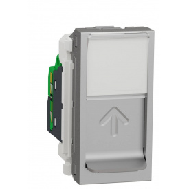 Одинарная компьютерная розетка Schneider Electric NU341030 RJ45 cat.5e UTP с полем для надписи 1М (алюминий)